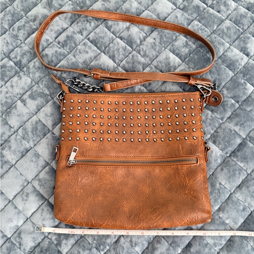 Studded Brown Crossbody Bag